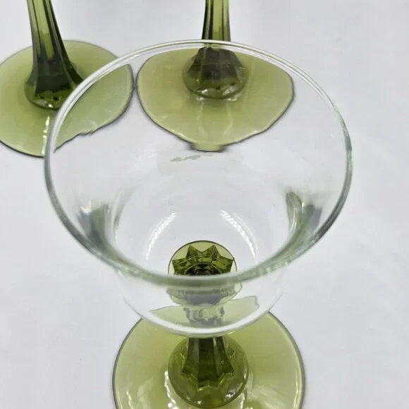 Partylite Radiant Glow Wine Glass Candle Holders Set of 3 Green Stem - Picture 5 of 7